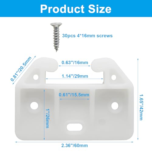 10pcs White Plastic Drawer Slides, 5 Holes Drawer Track Guides - size: 5 Holes