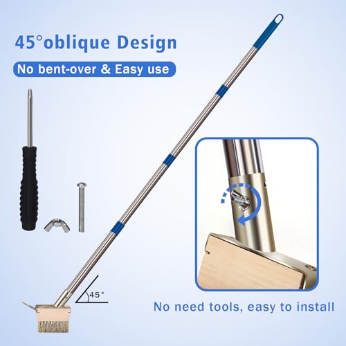 Moss Remover Brush Tool with 65in Handle for Concrete Pavers Crevice
