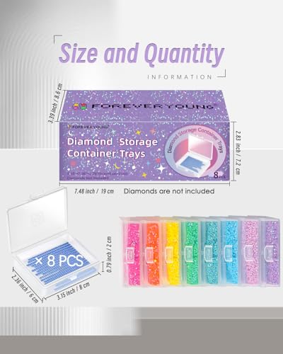 forever young 8PCS Diamond Painting Storage Containers Trays - size: 8pcs Refill set