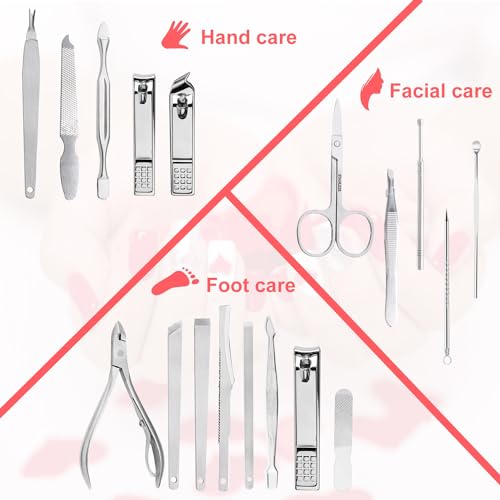 18 Pieces Manicure Set for Women,Nail Clipper Grooming Kit (Red) - color: Red