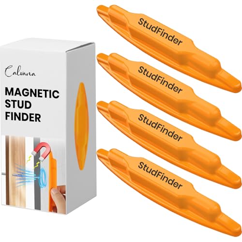 (4-Pack) Calvana Magnetic Stud Finder Wall Scanner, Stud Finder Magnet, Wall Detector Scanner, Compatible with All Drywall Construction, No Batteries Required, Wall-Friendly Construction，Easy to Use - color: Orange, 4pack