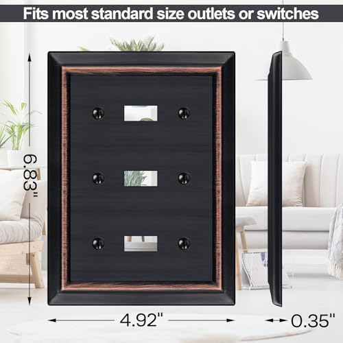 Metal Wall Plate for Electrical Outlets, Applicable to Triple Toggle - size: Triple Toggle