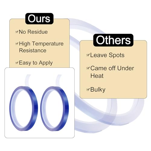 uxcell Blue Heat Tape, 1 Roll 10mmx33m 108ft High Temperature Heat Resistant Tape for Sublimation,Heat Vinyl Press,Heat Transfer, Circuit Board, No Residue - color: Blue, size: 10mmx33m