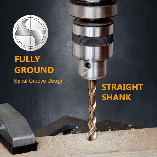 POWERTEC 1/4" & 3/8" Cobalt Drill Bits - 10 Pack - 4" & 5" Length - M35 HSS Jobber Length Twist Bits w/ 135° Tip for Drilling Wood, Metal, Stainless Steel, Nickel Alloy, Cast Iron & Plastic (QDB2101) - style: 10PK 1/4" & 3/8" Cobalt Drill Bits (M35 135°)