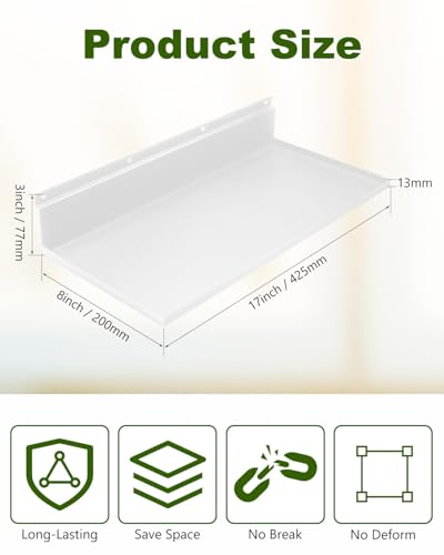 8 Pack 17 x 8 Inch Slatwall Shelves, White - style: 8 Pack White