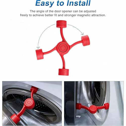 Magnetic Door Prop for Front Load Washer, 360° Adjustable Compact (Red) - color: Red