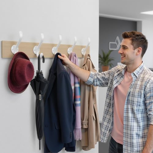 10 Pack Coat Hooks Wall Mount Heavy Duty Utility Retro Double Hooks for Hanging Coats,Hat, Towel, Key, Robe, Scarf, Bag, Cap (White) - color: 10 Pack-White