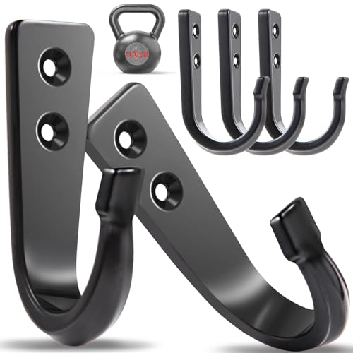 5 Large Size Heavy Duty Wall Hooks, Coat Hooks for Hanging Pans, Backpacks, Coats, Garage Items (Black) - color: 5pack-black, size: Large