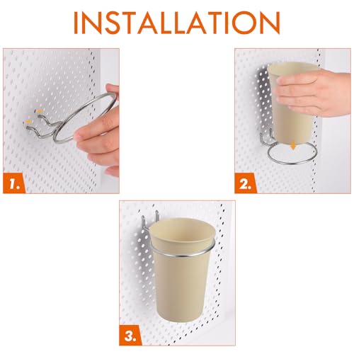 Pegboard Cups With Loops, 9 Pack Khaki Peg Board Pencil Holder Organizer - color: Khaki