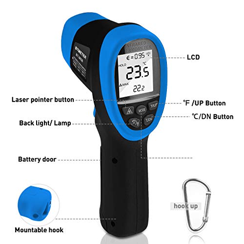 BTMETER BT-985B Laser Temp Gun Pyrometer, -58~2480℉(-50~1360℃) High Temperature Meter, 16:1 Distance Spot Ratio Industrial Infrared Thermometer Tester for Furnace, Smelting (NOT for Human Temp) - color: BT-985B(-58 ℉ to 2480 ℉)
