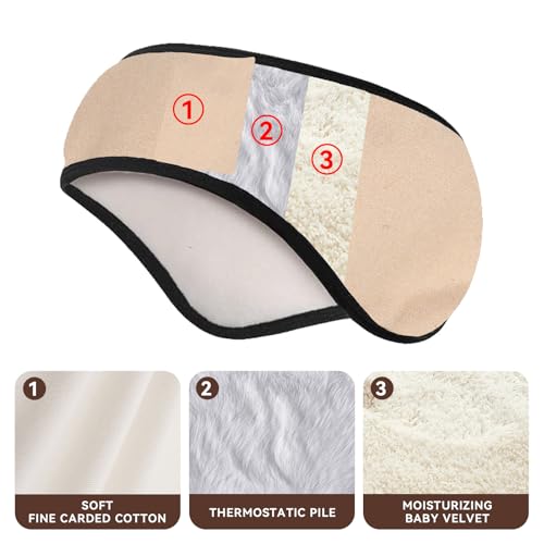 Agatige Sleep Ear Muffs, Soundproof Sleep Earmuff Headband Sleeping Noise Cancelling Ear Wrap Muffs Winter Women Sleep Mask - color: Beige