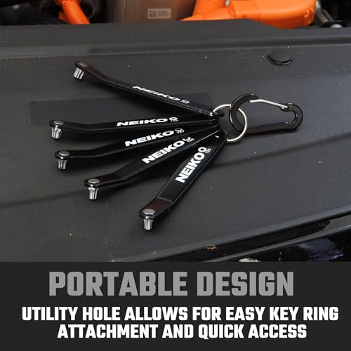 NEIKO 01325A Ultra Low Profile Offset Screwdriver Torx Set, 5 Pc, Heavy Duty S2 Steel Construction, 10mm Bit Depth, Angled Hex Bit, Bent Screwdriver for Tight Spaces, Allen Wrench Keychain - style: Torx
