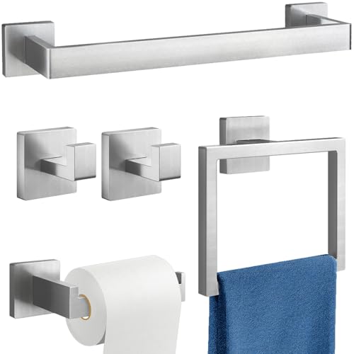 Gypie 16Inch Bathroom Accessory Set Wall Mounted, Brushed Nickel 5-Pieces - color: Brushed Nickel 5 Piece, size: 16 Inch
