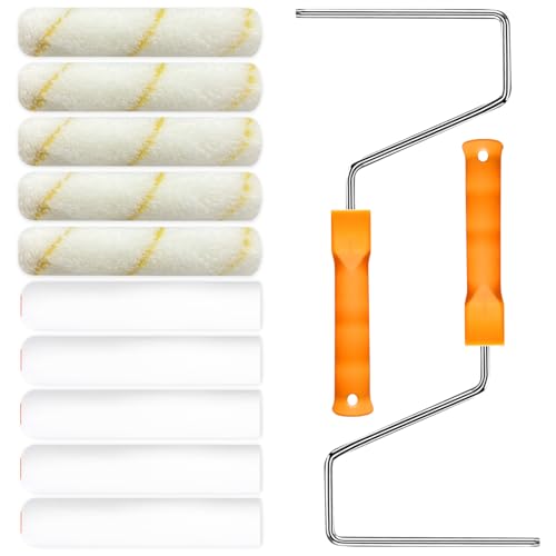 10 Pcs 6 inch Paint Roller Cover with 2 Frame Set - size: 6", 10pieces