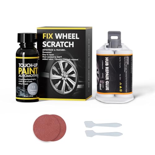 Titanium Gray Rim Touch Up Paint, Rim Repair Kit Curb Rash - color: Titanium Gray