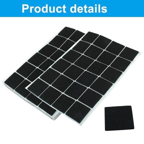 Bivethoi 192pcs Self-Stick Square Felt Furniture Pads, 1" x 1", Black - size: 1" Square 192 pcs