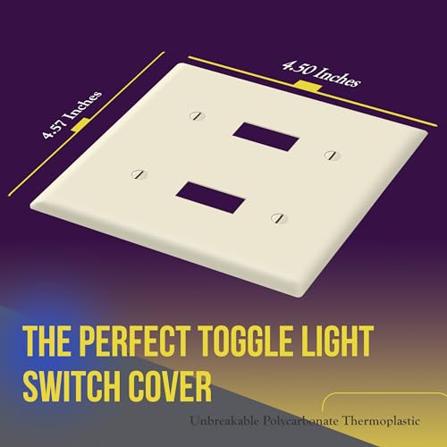 ENERLITES Toggle Light Switch Wall Plate, Gloss Finish, Size 2-Gang 4.50" x 4.57", Unbreakable Polycarbonate Thermoplastic, 8812-LA, Light Almond - color: Light Almond, size: Screw
