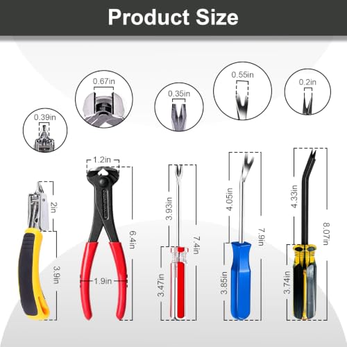 5-Piece Heavy Duty Upholstery Staple Remover Tool Set with Nail Puller Plier, Tack Lifter, Fastener Remover for Carpet,Furniture,Floor,Photo Frame,Wooden - color: 5 Pcs