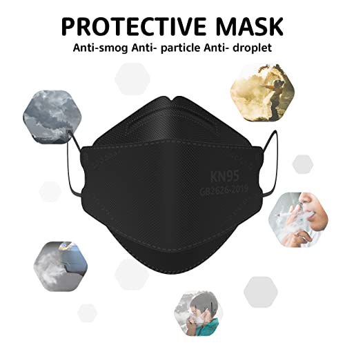 LEVENIS KN95 Face Masks 50 Pack, Breathable Comfortable and Disposable KN95 Mask, Black - color: Adult-black