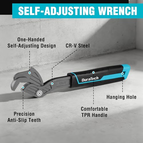 DURATECH 2-Piece Self-Adjusting Wrench Set, 8" & 12" Pipe Wrenches - size: 8" & 12"