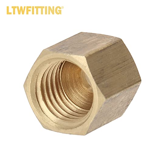 LTWFITTING Assortment Kit Tube OD 1/8" 3/16" 1/4" 5/16" 3/8" Brass Compression Nut Set (Pack of 125)