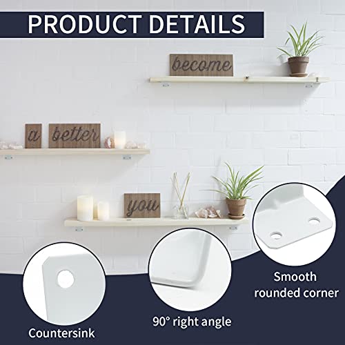 1"x1" White Right Angle Bracket L Brackets, 24 Pcs