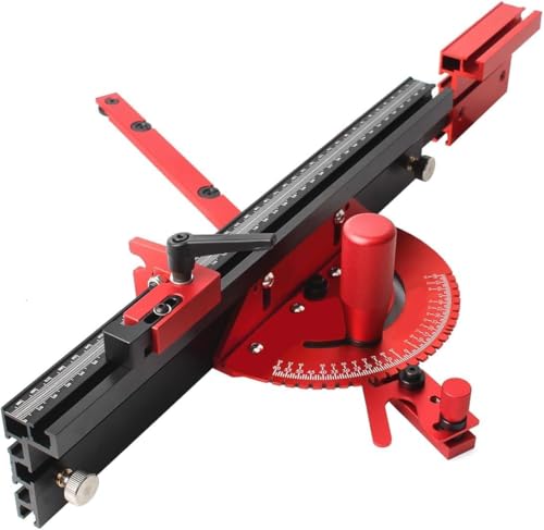Aluminum Precision Miter Gauge for Maximum Stock Support and a Repetitive Cut Flip Stop - color: Miter Gauge & Fence-bl