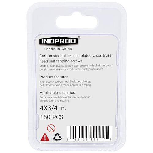 Black Wood Screws 3/4 Inch, 150Pcs Self Tapping Wood Screw #4 x 3/4", Zinc Plated Steel, Modified Truss Head, Phillips Drive, Carbon Steel, for Drywall/Metal/Plastic/Furniture, Black - size: #4 x 3/4"