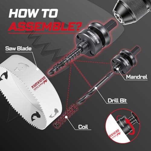 Geinxurn 6 Inch(152mm) Hole Saw, 1PC HSS Bi-Metal Hole Saw Kit with Shark Tooth Hole Cutter for Wood,Drywall, PVC Boards and Thin Metal - color: 1 PCS 6"