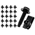 100PCS Automotive Body Bolt & U Nut Kit, M6-1.0 Hex Head Screws with Extruded U-Nuts Clips, Fender Liner, Splash Shield, Engine Under Cover, Bumper & Hood Fastener Assortment (50 Sets) - color: Black M6 x 1.0