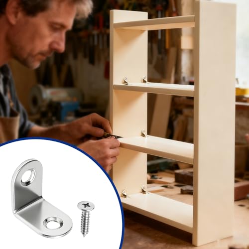 24PCS L Bracket Corner Brace, Stainless Steel L Brackets for Shelves, Metal Corner Bracket, Small Right Angle Brackets for Wood Furniture Chair Drawer Cabinet with 48PCS Screws (0.79 x 0.79 inch)