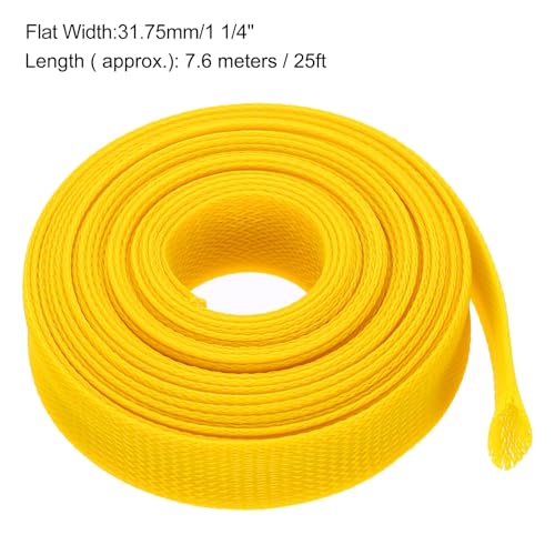 uxcell Expandable Sleeving, 1 1/4-inch 25ft Cable Sleeve, Yellow - color: Yellow, size: 1 1/4-inch x 25ft