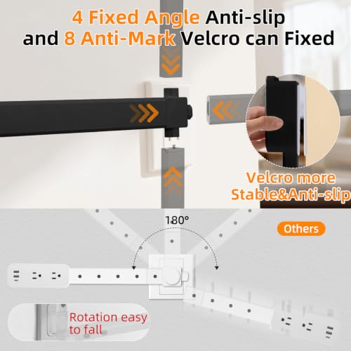 Outlet Extender 17-41in，Upgrade Stable USB-A&USB-C Wall Outlet Extender Made of Fireproof Material，Wall Plug Extender Anti-Wires-Chaos，with 4 Fixed Angles Suit for Outlet Behind Desk, Sofa（Black） - color: Black 17-41in