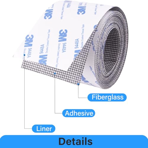 Window Screen Repair Tape, Made of 3M Tape, Screen Repair Kit for Small Holes and Tears of Windows, Doors, Mosquito Net, Strong Adhesive Patch Kit Fiberglass Mesh Tape (Normal) - style: Normal