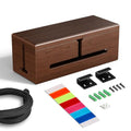 Large Cable Management Box-Stylish Wire Organizer, Wire Concealer and Wire Management Box-Wire Management Box with Protective Sleeve (Brown) - color: Brown