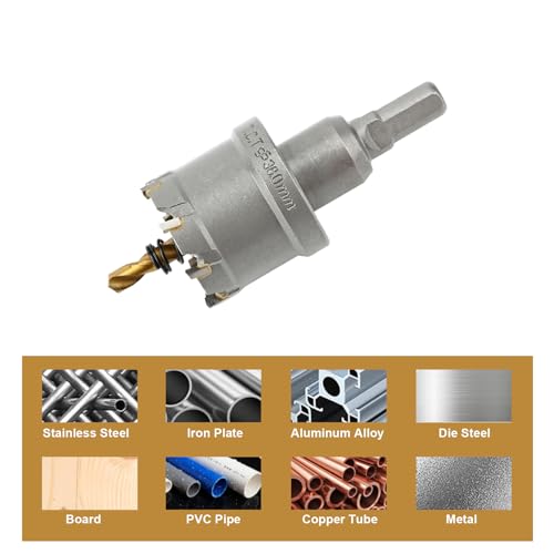 1-1/2'' TCT Hole Saw Kit Tungsten Carbide Tipped Hole Saw Drill Bit with Titanium-Plated Pilot Drill bit for Metal, Stainless Steel, Iron (38MM) - size: 38MM | 1-1/2''
