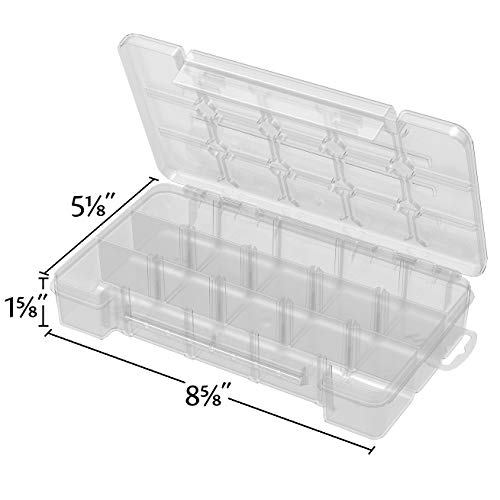 Akro-Mils 05705 Plastic Portable Parts Storage Case for Hardware and Crafts with Hinged Lid and 4 Adjustable Dividers, (8-3/8 x 5 x 1-5/8)-Inch, Small, Clear (Pack of 12) - size: Small (Pack of 12), style: 1-Pack