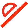 Zonon 2 Pcs 12 Inch Clear Ruler and 6 Inch Plastic Protractor Set, Red - color: Red