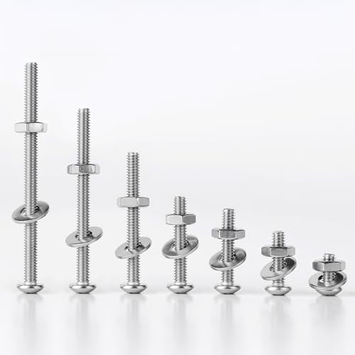 #10-24 x 1 Pan Head Machine Screws Nut Bolt Washer Assortment Kit,(50 Sets) 304 Stainless Steel 18-8 Phillips Drive Full Thread Assorted - size: #10-24 x 1"