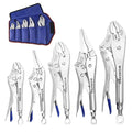 WORKPRO 5-Piece Locking Pliers Set, 5"/7"/10" Curved Jaw & 6.5"/9.5" Long Nose, CR-MO Steel Construction with Perforated Screw, Multipurpose Clamping Tool Kit for Automotive, Welding, and Home DIY