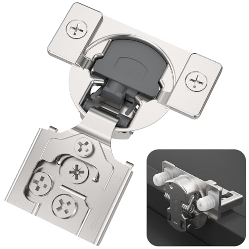 Chibery 4 Pack 1/2" Overlay 3D Soft Close Concealed Kitchen Cabinet Hinge for Face Frame Door, Pre-Assembled Easy-on Dowels, Self Closing Hidden Satin Nickel, 105° Open Concealed Stainless Steel - size: 1/2 inch Overlay