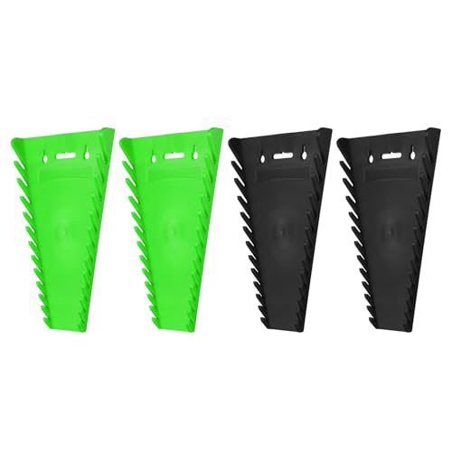 HARFINGTON 4pcs Magnetic Wrench Organizers, 12-Slot Each Wrench Holder, Wrench Rack Tray Storage For Tool Box, For Wrenches with Size SAE:1/4" - 15/16" Metric 6mm-24mm, Black,Green - color: Black,Green