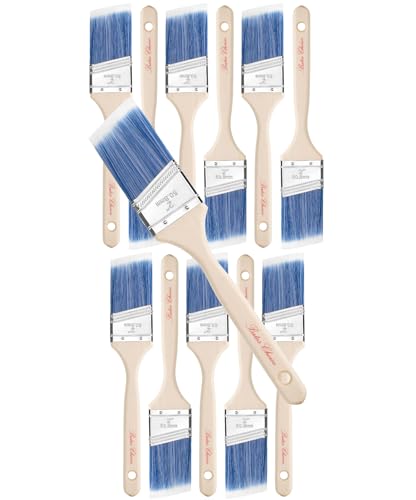 Bates Angle Paint Brushes, 2-Inch, 12 Pack, Treated Wood Handle, Stain & Wall Brushes for Painting Furniture & Walls - color: Wood Handle Angle, size: 12 Pack, 2"
