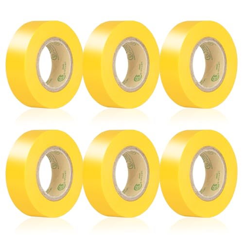 Yellow Electrical Tape, UL Approved, 0.7in x 33ft, 6 Pack - color: Yellow