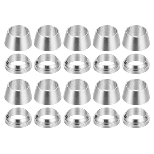 PATIKIL 1/4" Tube OD 304 Stainless Steel Compression Tube Fitting Sleeve, 20 Pack Double Ferrule Ring Tubing Fitting Assortment Kit, Silver - size: 0.25 Inch