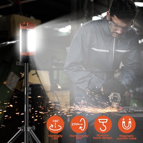 Rechargeable 12000mAh Camping Light with Adjustable Stand - color: Orange&Black, size: with stand