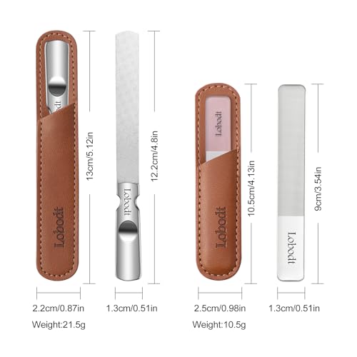 Glass & Stainless Steel Nail File, for Natural Nails, Leather Case
