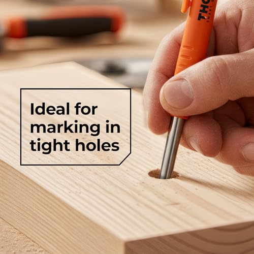 THORVALD 2 Carpenter Pencils Set for Construction - Incl. 38 Leads + Sharpener + Finger Grip - Solid Mechanical Pencils with Fine Point/Best Marking tools Construction/Carpenters/Scriber