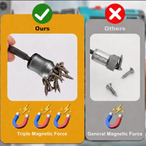 Magnetic Screw Holder Set, 3 Rings & 6 Double-Ended PH2 Bits