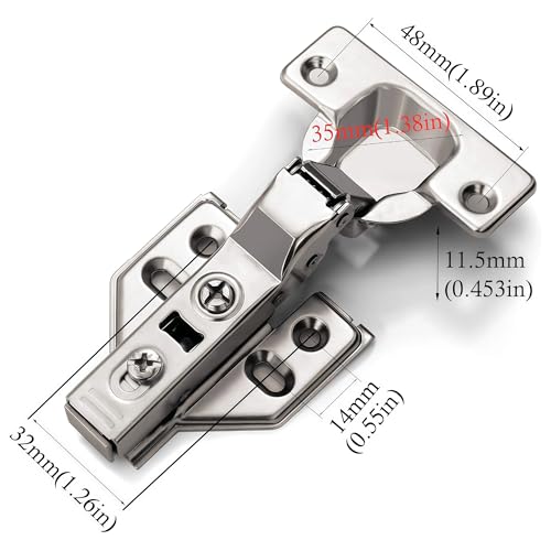 2Pcs Soft Close Half Overlay Cabinet Hinges with Clip-On Plate - color: Half Overlay, size: 2 Pieces